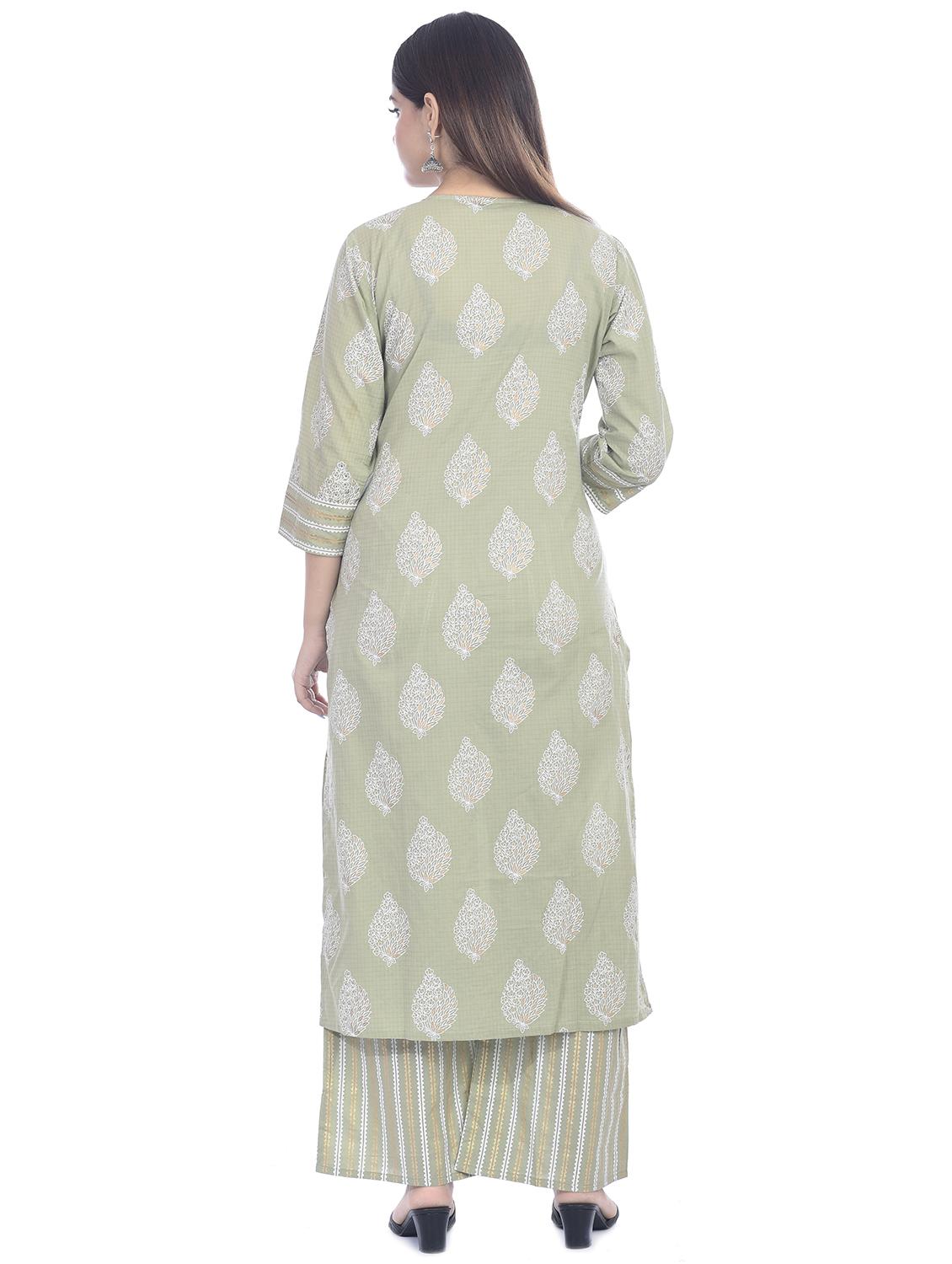 gold print kurta palazzo set - 17482226 - Standard Image - 2