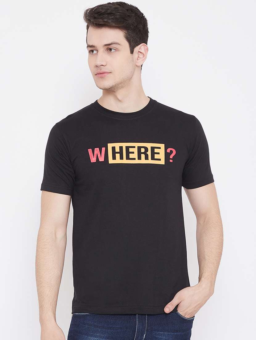 black chest print t-shirt