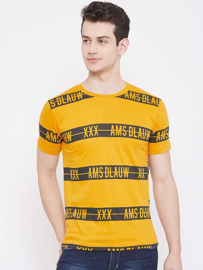mustard printed t-shirt