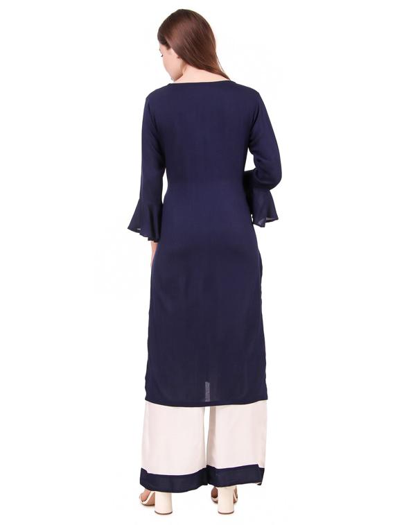 embroidered kurta palazzo set - 17482285 - Standard Image - 2