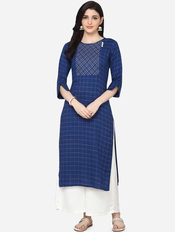 checkered straight kurta