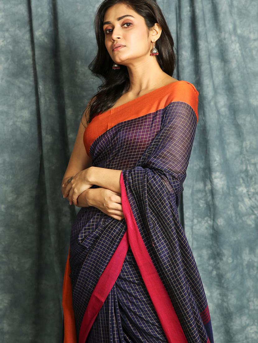self design handloom saree with blouse - 17482439 - Standard Image - 2