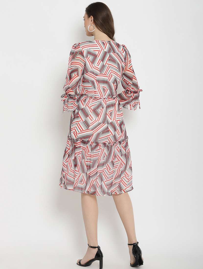 v-neck abstract a-line dress - 17482682 - Standard Image - 2