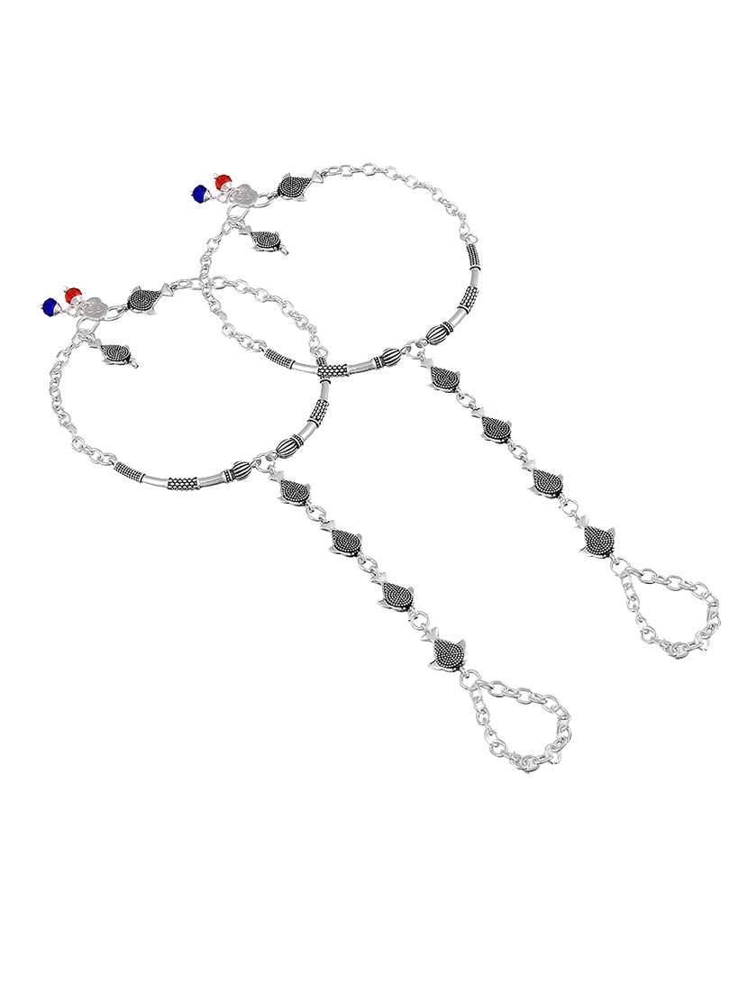 silver brass anklets and payal