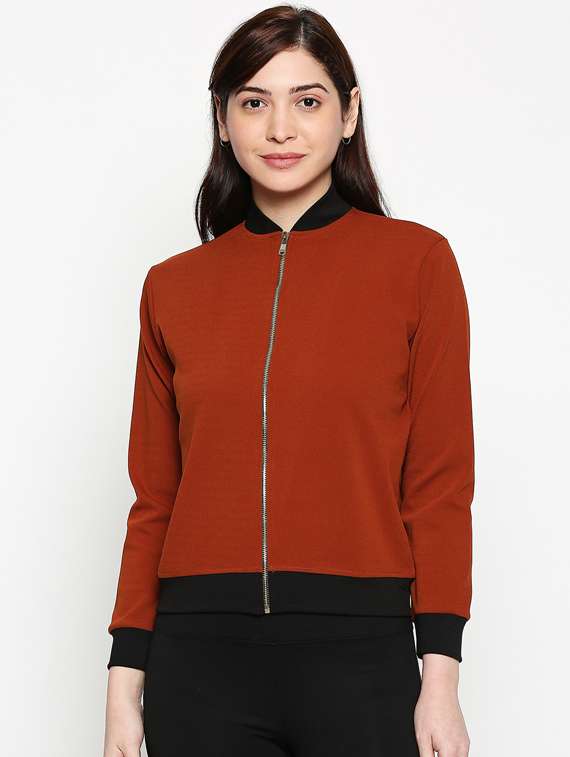 mandarin neck solid jacket 