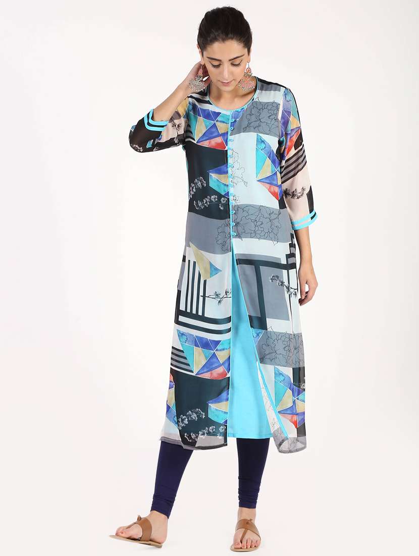 abstract georgette straight kurta