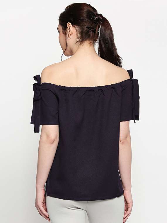 off shoulder solid top - 17483379 - Standard Image - 2