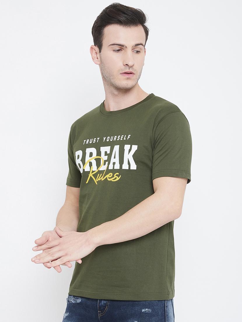 olive green printed t-shirt - 17483927 - Standard Image - 2