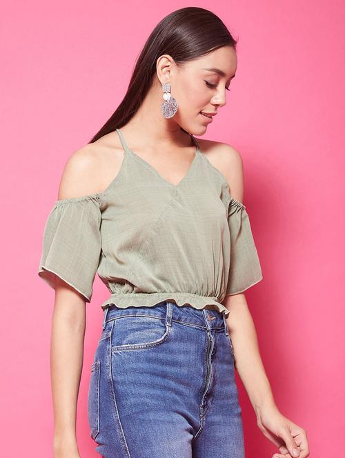 women's crop shoulder strap top - 17484064 -  Standard Image - 0