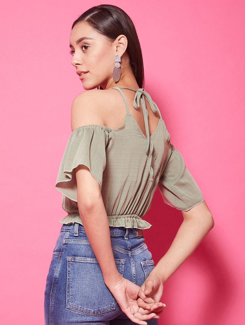 women's crop shoulder strap top - 17484064 - Standard Image - 2