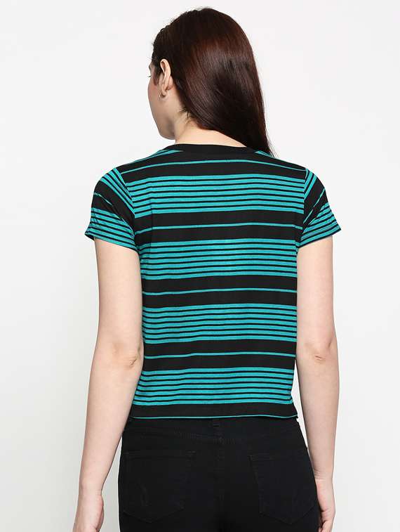 crew neck striped crop tee - 17484109 -  Standard Image - 2