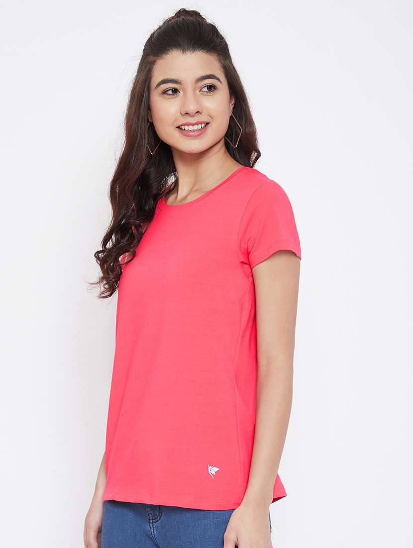 women's plain round neck t-shirt - 17484742 - Standard Image - 2