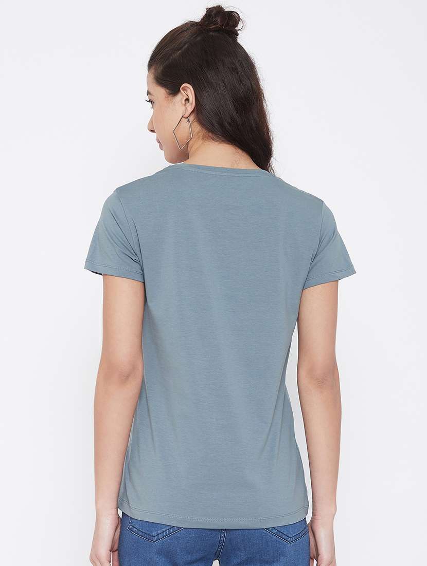 women's plain round neck t-shirt - 17484751 - Standard Image - 2