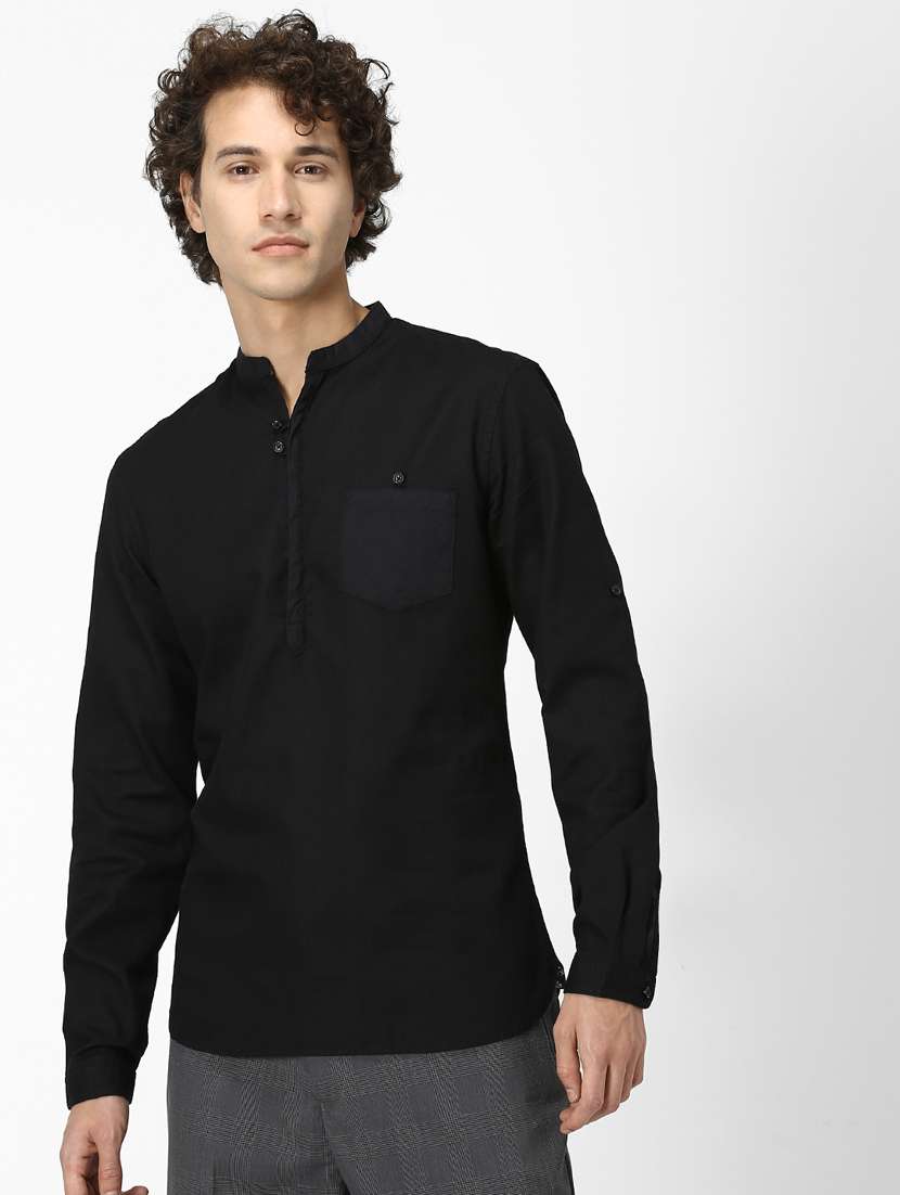 black solid short kurta