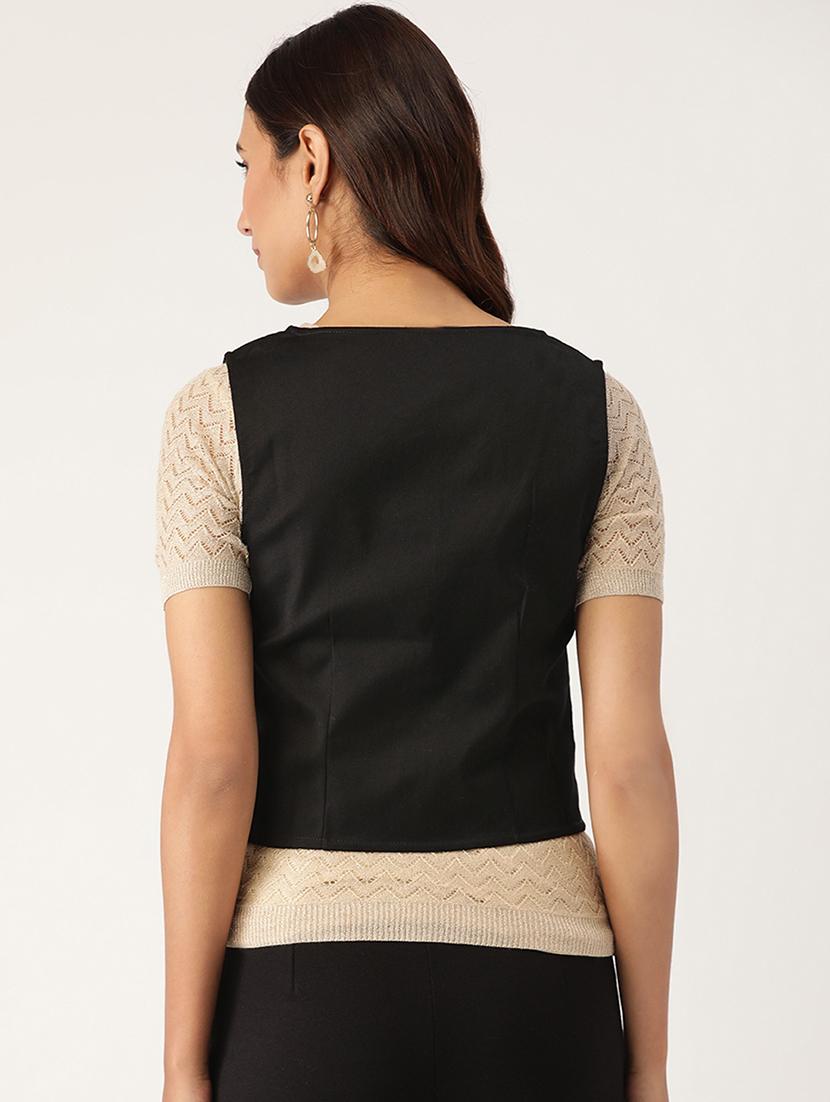 women solids v-neck waist coat - 17490462 - Standard Image - 2