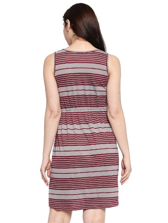 drawstring waist striped a-line dress - 17492563 - Standard Image - 2