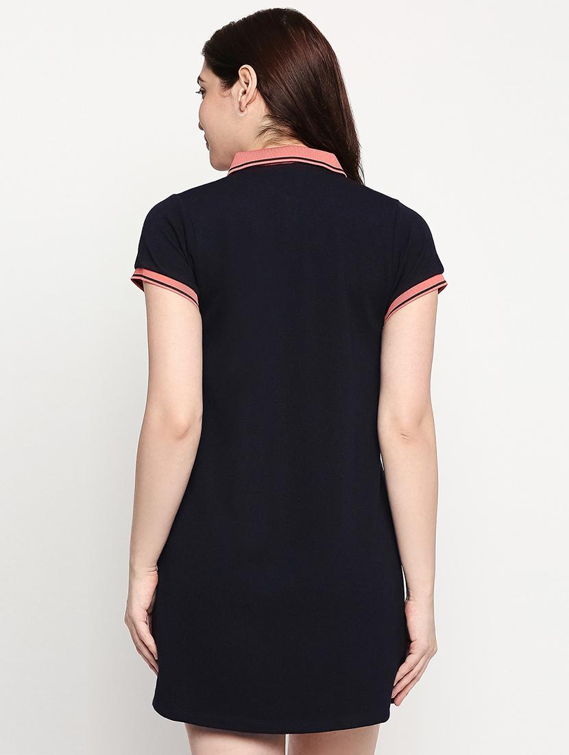 contrast ribbed shirt dress - 17492570 - Standard Image - 2