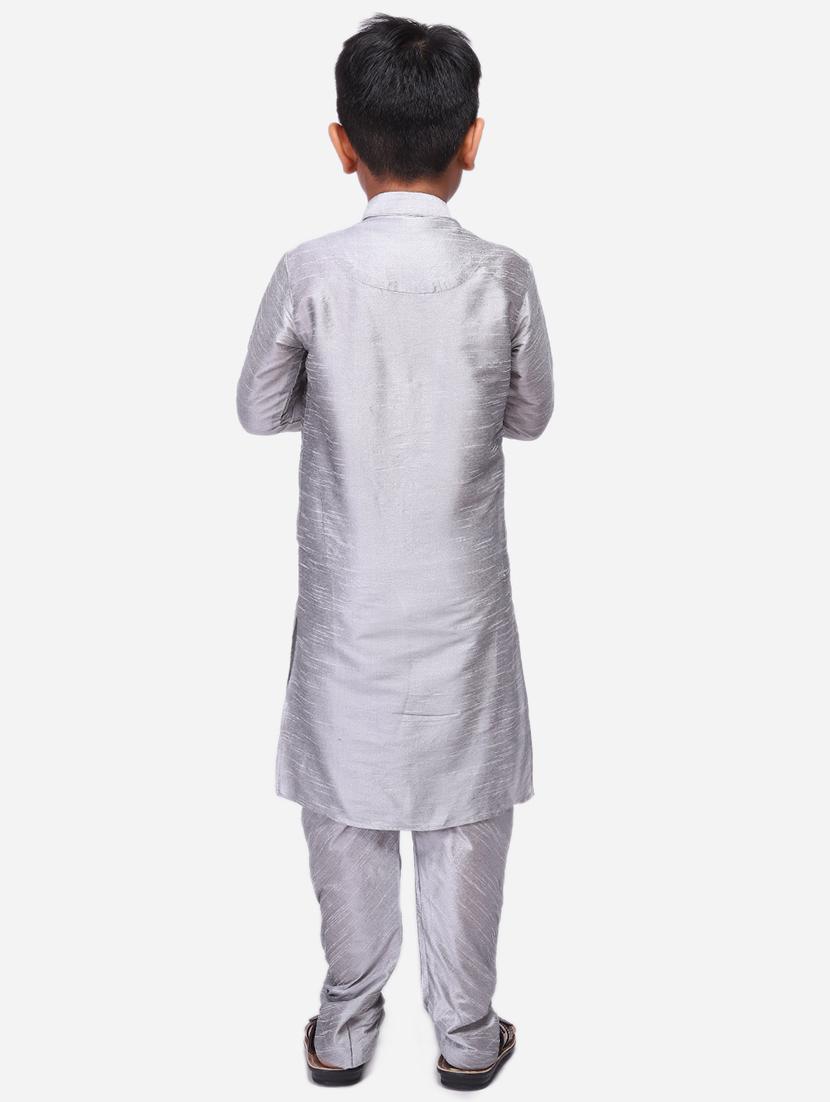 silver silk kurta sets - 17492820 - Standard Image - 2