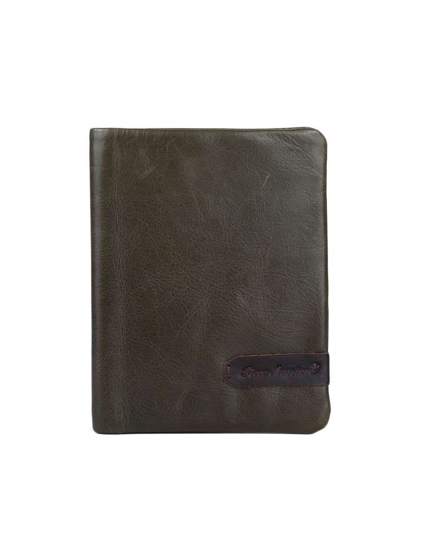 green leather wallet