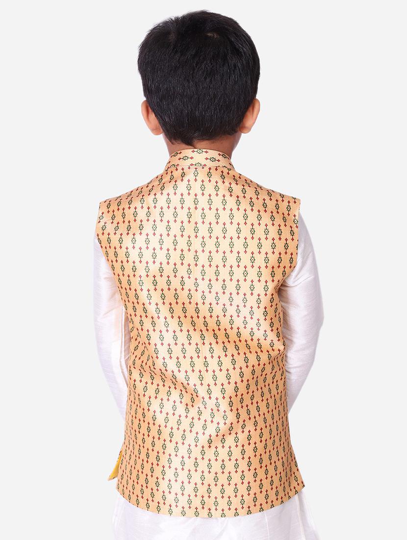 yellow silk blend nehru jacket - 17493109 - Standard Image - 2