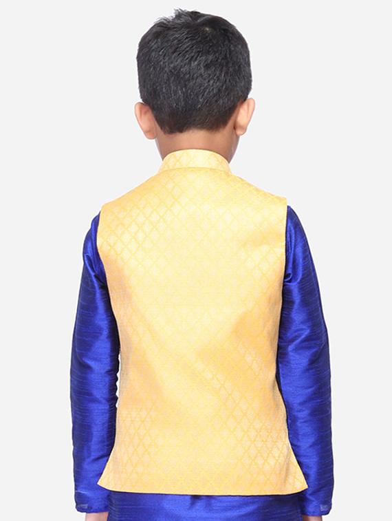 yellow silk blend nehru jacket - 17493148 - Standard Image - 2