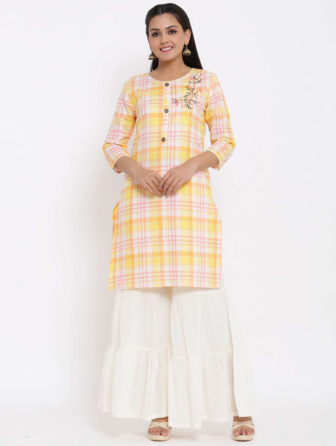 checkered kurta sharara set