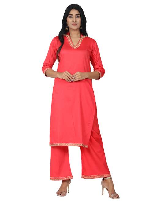solid kurta palazzo set - 17494277 -  Standard Image - 0