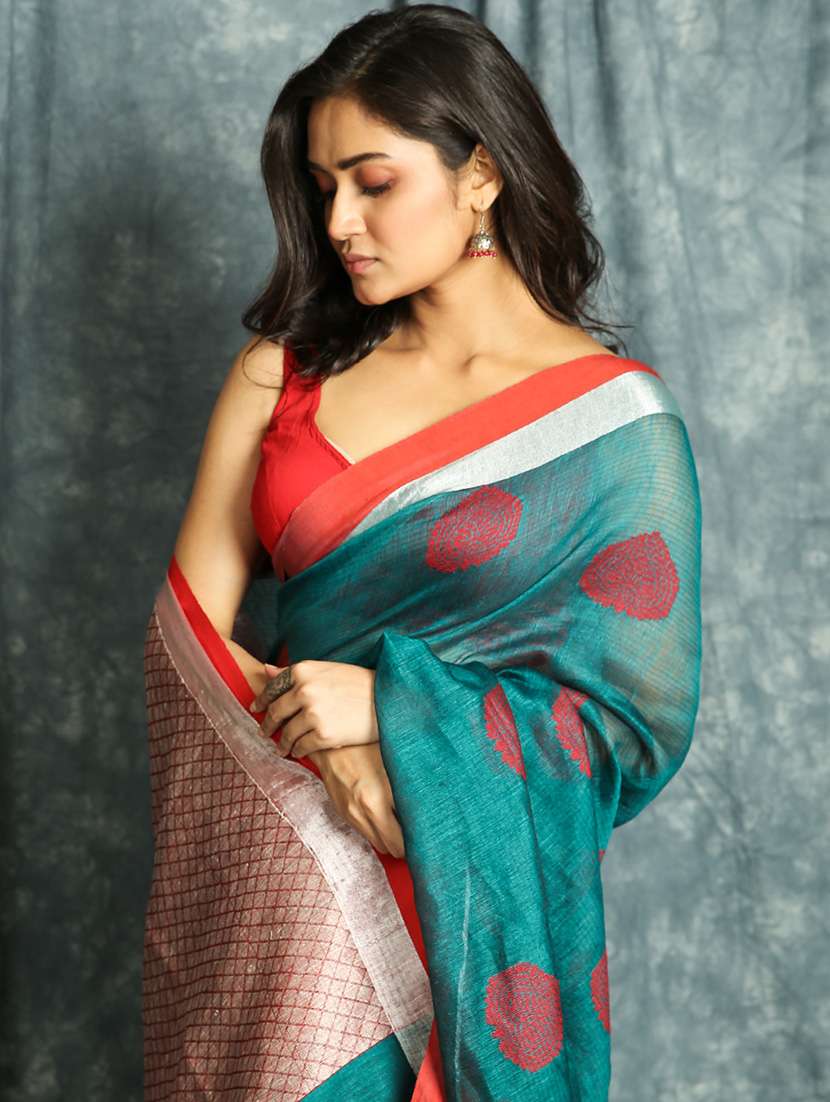 ethnic motifs woven saree with blouse - 17494853 -  Standard Image - 2