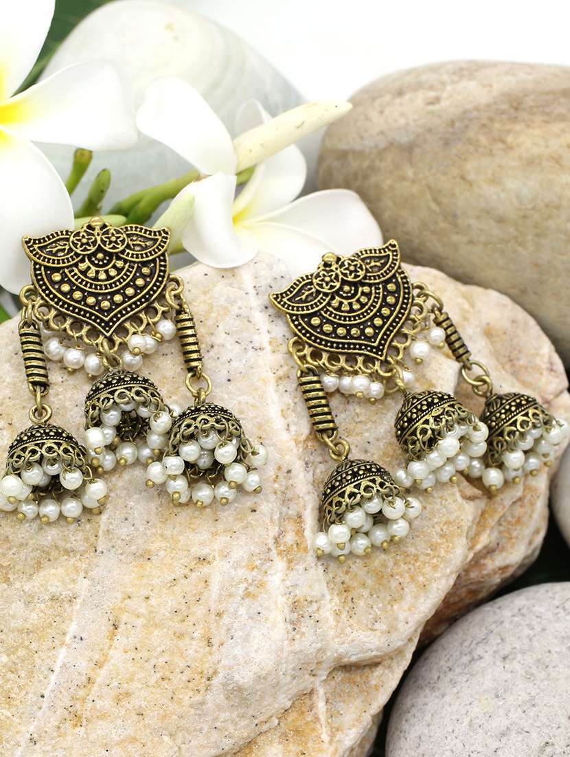 multi colored silver plated jhumka earring