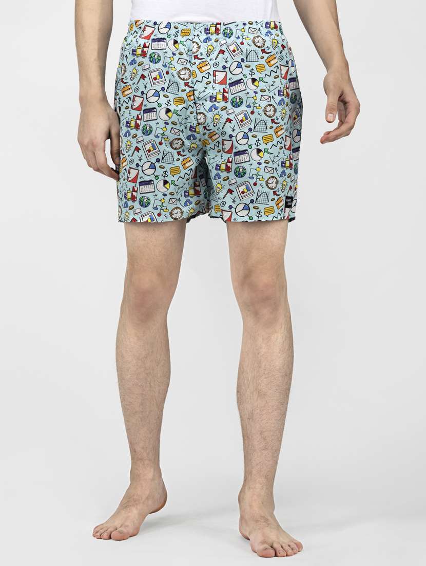 light blue printed boxer