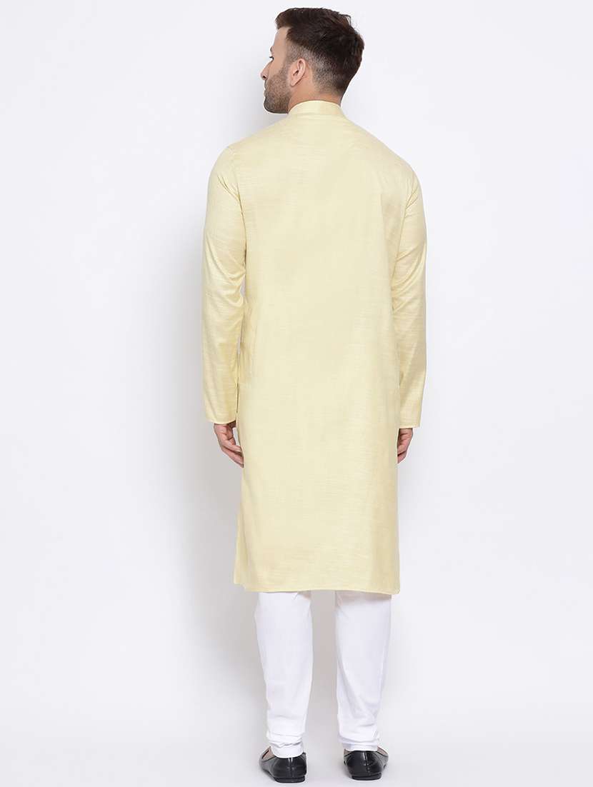 yellow solid long kurta - 17499029 -  Standard Image - 2