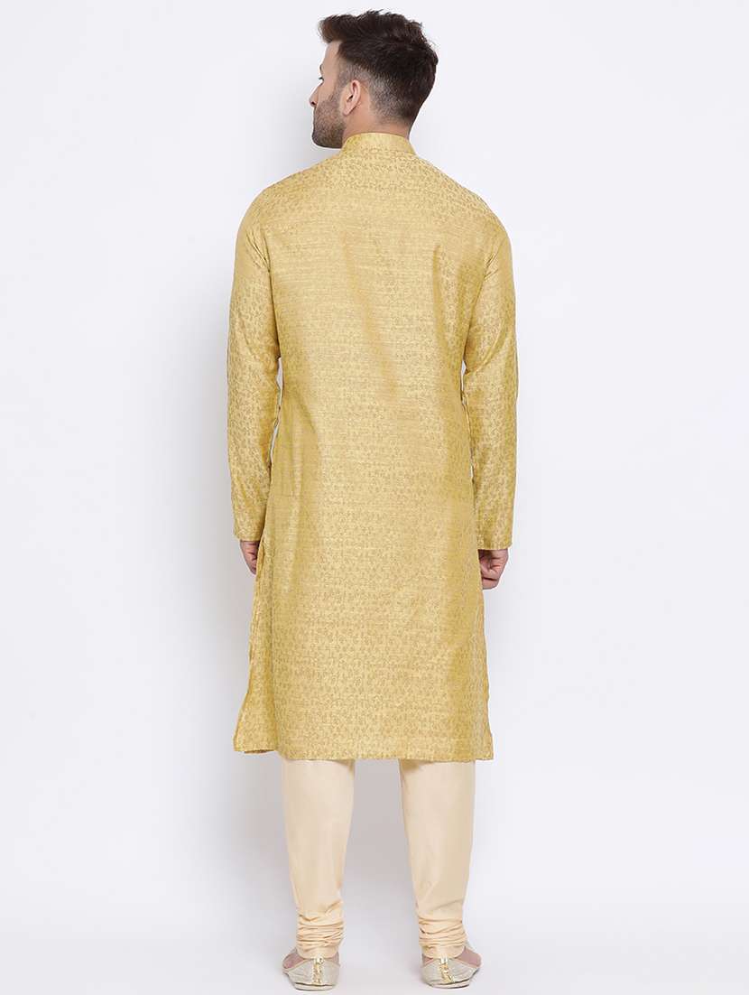 yellow jacquard long kurta - 17499031 - Standard Image - 2