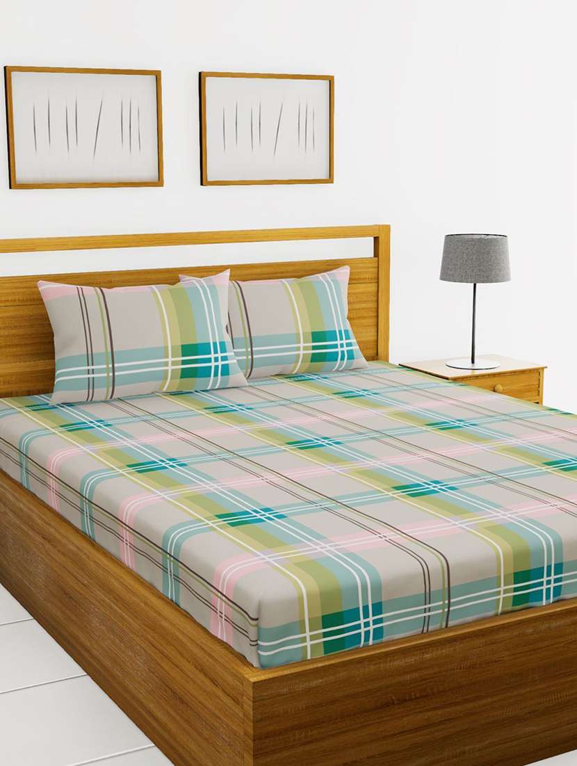 austin 110gsm micro-peached double bedsheet with 2 pillow cover - deep colors & soft-finish fabric -3pc set