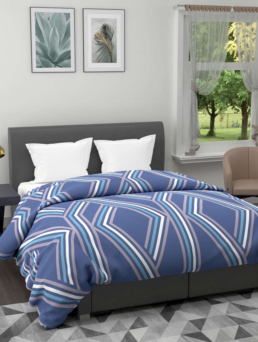 austin all-weather ac double comforter [150gsm micro-silk filling & soft-touch fabric] -1pc set- (rumba) rumba-blue/ white