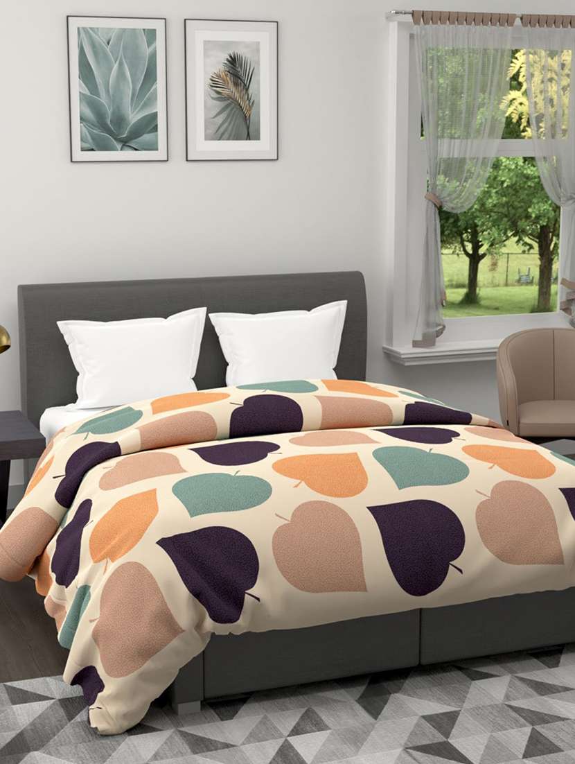 austin all-weather ac double comforter [150gsm micro-silk filling & soft-touch fabric] -1pc set- (rumba) rumba-beige/ multi