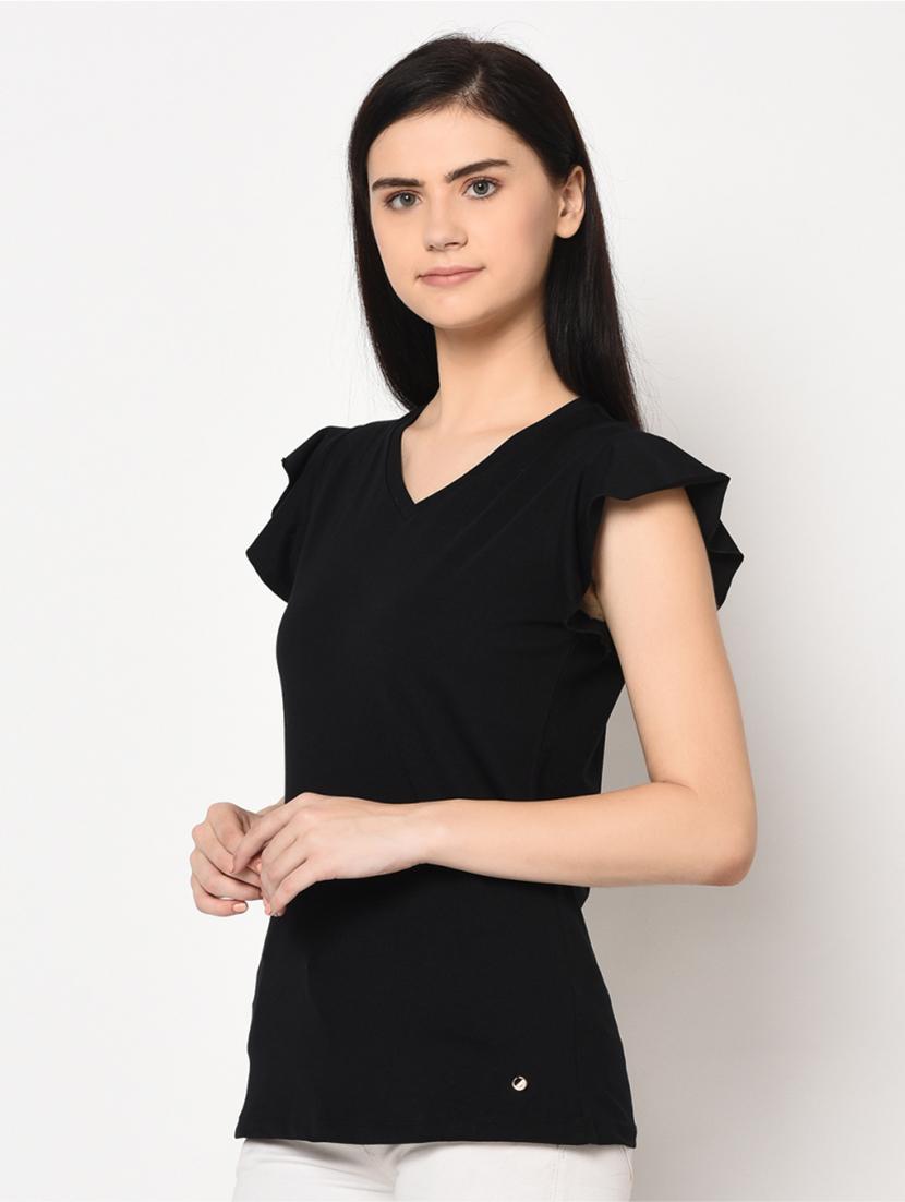 v-neck solid top - 17501751 - Standard Image - 2