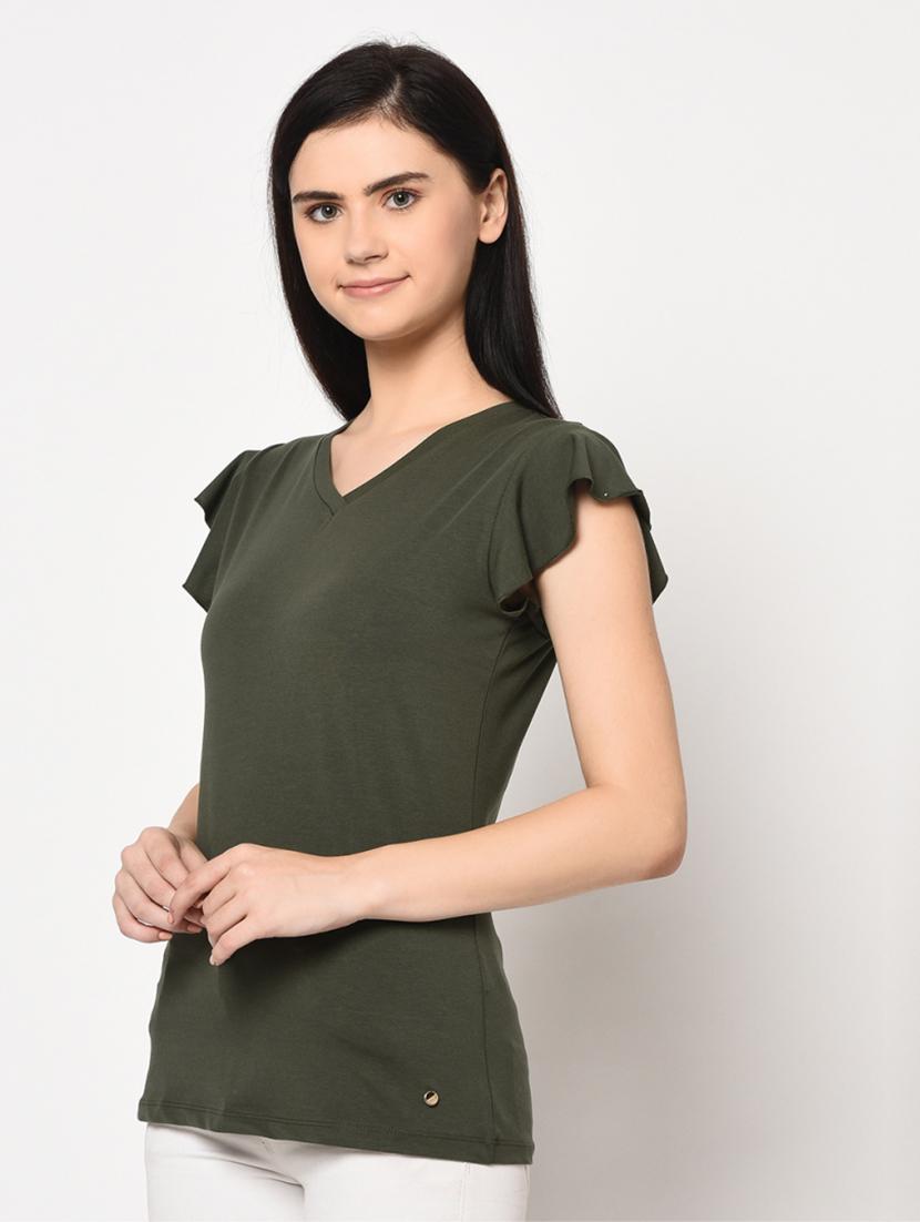 v-neck solid top - 17501752 - Standard Image - 2