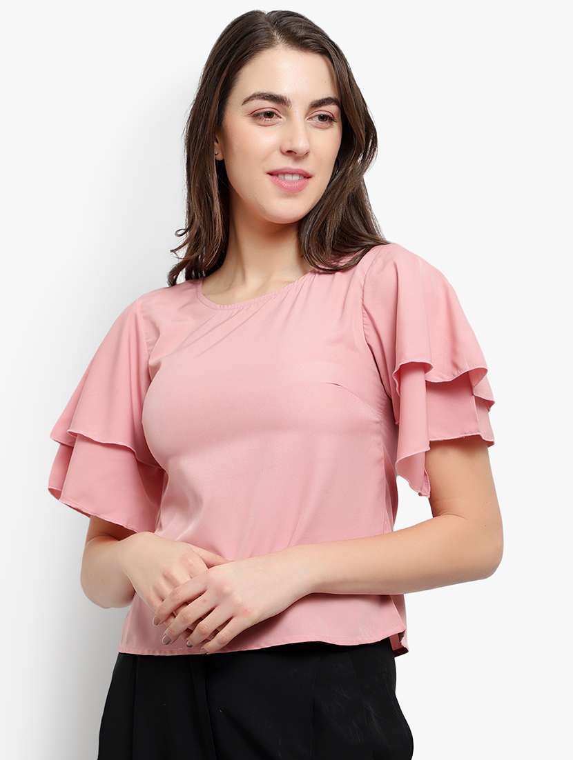 pink crepe regular top