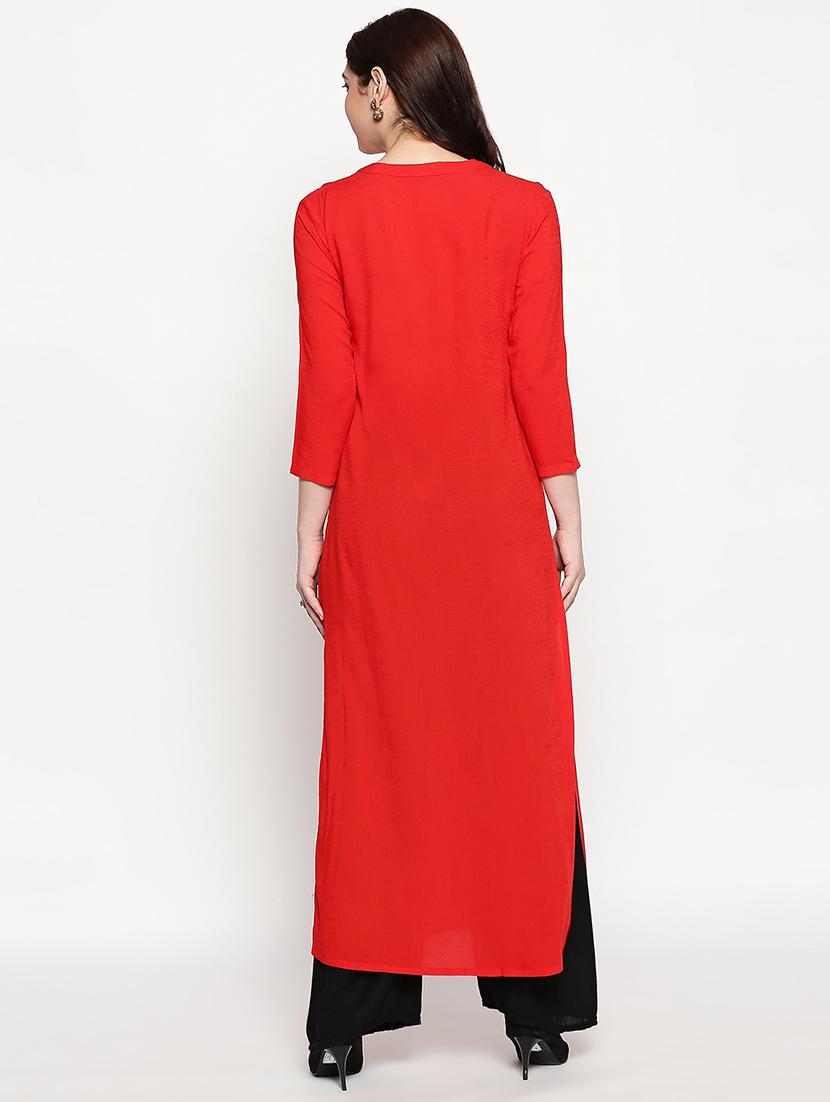 solid straight kurta - 17502122 - Standard Image - 2