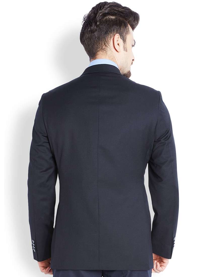 navy blue solid single breasted formal blazer - 17502778 - Standard Image - 2