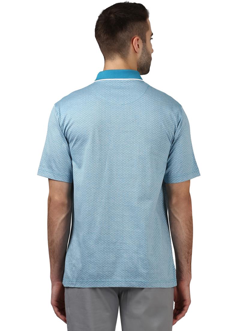light blue printed polo t-shirt - 17503076 - Standard Image - 2