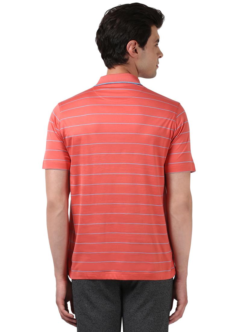 peach striped polo t-shirt - 17503094 - Standard Image - 2