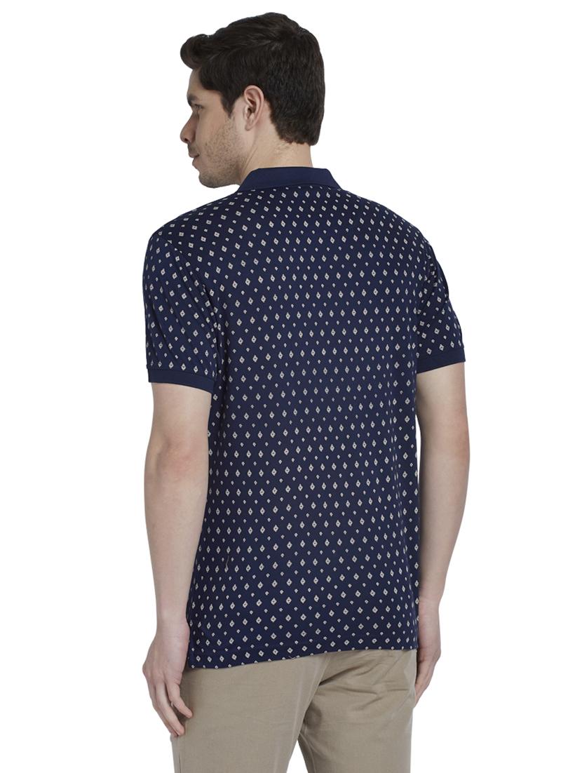 navy blue printed polo t-shirt - 17503191 - Standard Image - 2