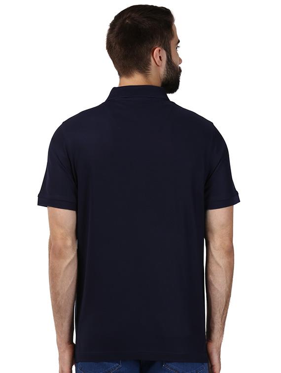 navy blue solid polo t-shirt - 17503328 - Standard Image - 2