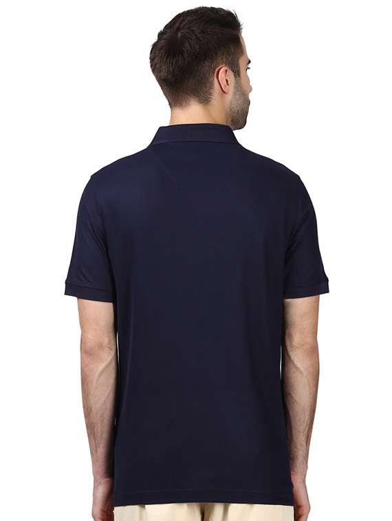 navy blue solid solid polo t-shirt - 17503352 - Standard Image - 2