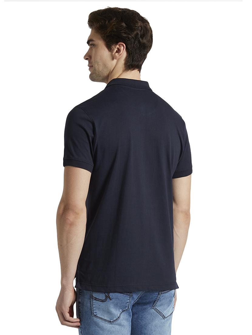 navy blue solid polo t-shirt - 17503683 - Standard Image - 2