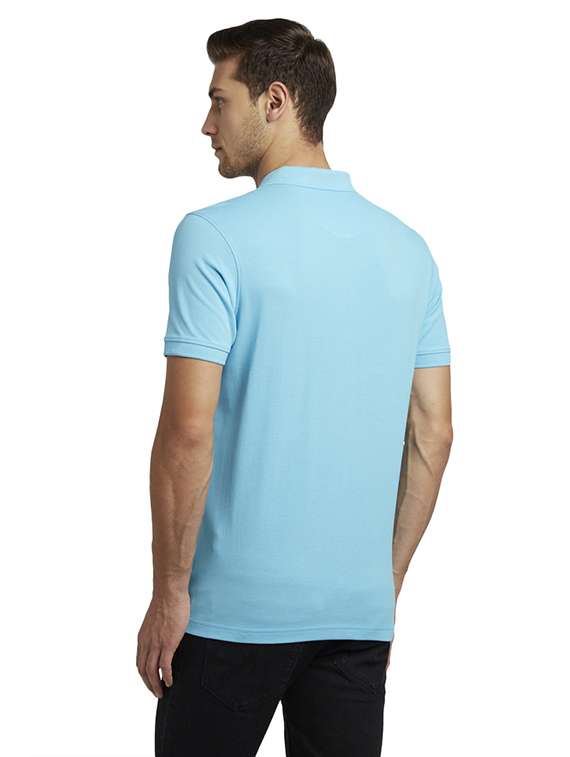 light blue solid polo t-shirt - 17503731 - Standard Image - 2