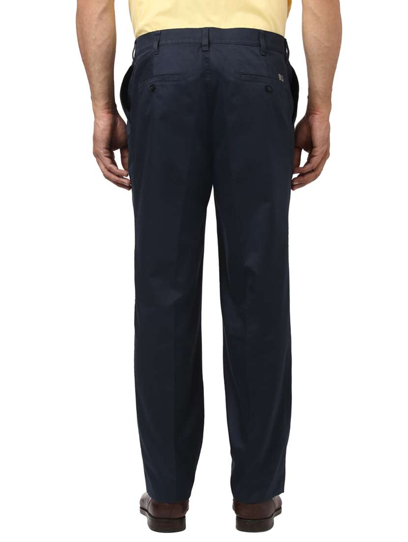 navy blue pleated casual trouser - 17503836 - Standard Image - 2