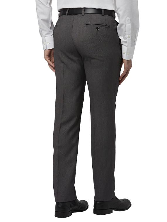 grey solid flat front formal trouser - 17504022 - Standard Image - 2