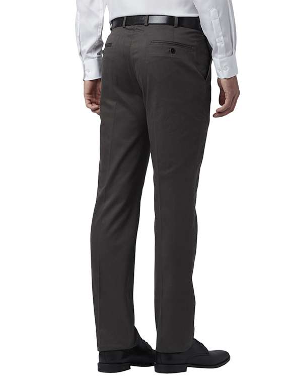 grey solid flat front formal trouser - 17504086 - Standard Image - 2